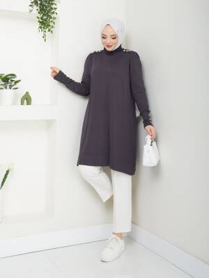 Antrasit Gri Merserize Tüylenmez Şık Tunik 