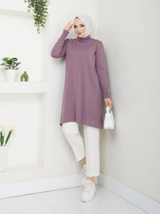 Gül Kurusu Merserize Tüylenmez Şık Tunik - 1