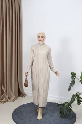 Taş Saç Örgülü Merserize Elbise     