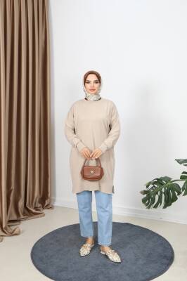 Vizon Yırtmaçlı Merserize Tunik