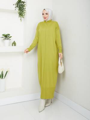 Yağ Yeşili Merserize Tüylenmez  Elbise