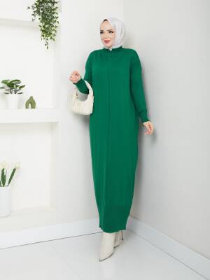 Zümrüt Yeşili Merserize Tüylenmez  Elbise