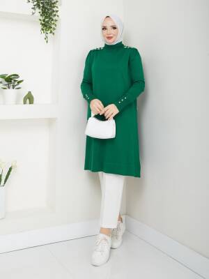 Zümrüt Yeşili Merserize Tüylenmez Şık Tunik 